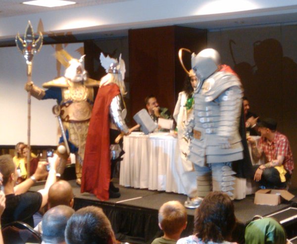 Odin, Thor, Loki, and the Destroyer at ComicCon Chicago, costume contest 2010