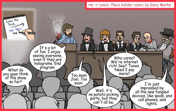 Remove R Comic (aka rm -r comic), by Gary Marks: Panel of the fatal death